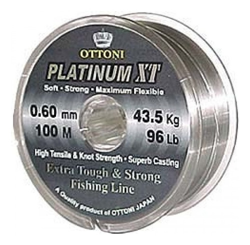 Linha De Pesca Ottoni Platinum Xt 0,60mm 100m Cinza