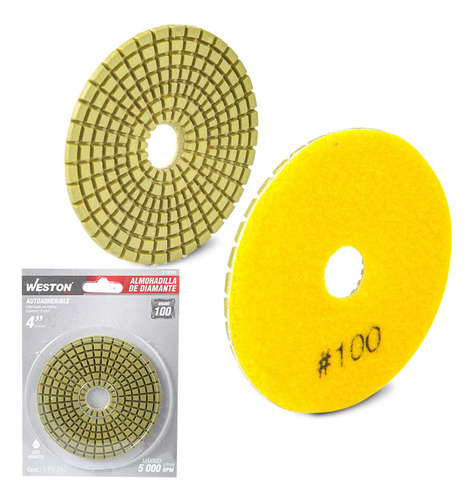 Almohadilla De Diamante Para Pulido 4'' G100 Weston Z-19105 Color Amarillo