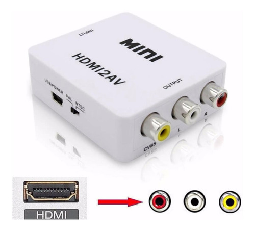 Adaptador Conversor Hdmi A Rca Audio Video Smart Tv Ps3 Ade