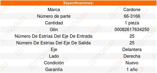 Flecha Homocinetica Derecha Eclipse L4 2.0l 1996 Al 1999
