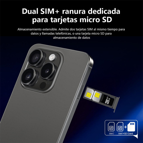 Teléfonos Inteligentes Android Baratos I15 Pro Max Gris 6.8 En 2gb Ram 16gb Rom
