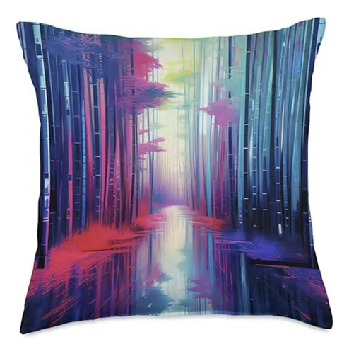 Almohada Multicolor Arte Glitch Bamboo Naturaleza