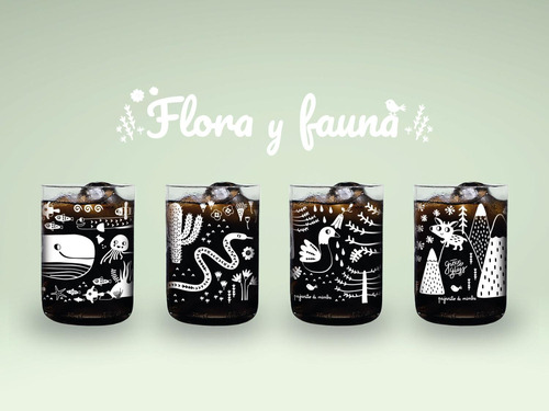 Flora & Fauna Juego De 4 Vasos