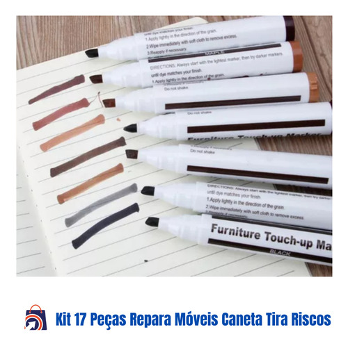 Kit 17 Peças Repara Móveis Caneta Tira Risco C Preenchimento