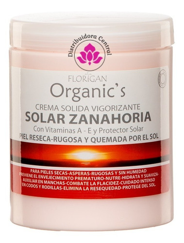 Crema Sólida Solar Zanahoria Vigorizante Florigan® 600grs. 