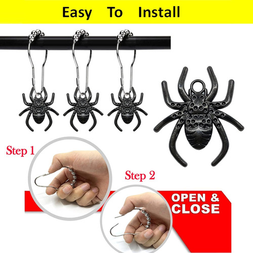 Juego De 12 Ganchos Para Cortina De Ducha De Araña, Anillos