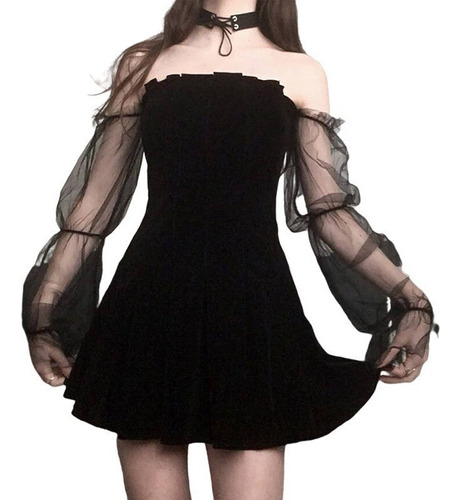 Vestido Gótico Retro De Malla Transparente Sexy Oscuro