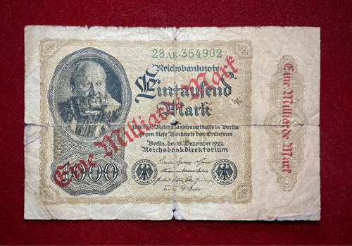 Billete 1000000000 Marcos Alemania 1923 Resellado Pick 113