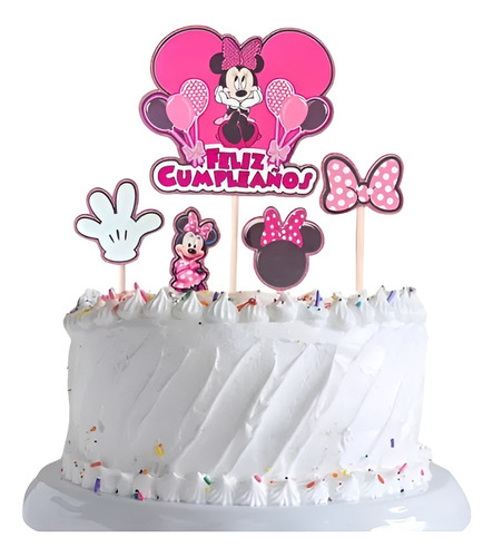 Topper Cumpleaños Torta Cotillon Cup Cake Minnie Mouse
