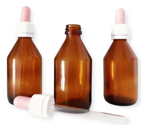 Pack X 10 Frascos Gotero Ámbar 60ml Precinto De Seguridad Marrón