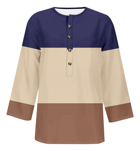 Top Holgado Suave Con Botones Estampados Para Mujer
