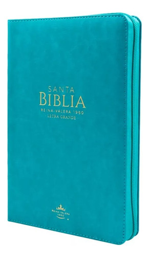 Biblia Rv1960 Clásica Turquesa Con Cierre Y Canto Dorado, De Reina Valera. Editorial Mundo Biblia, Tapa Blanda En Español