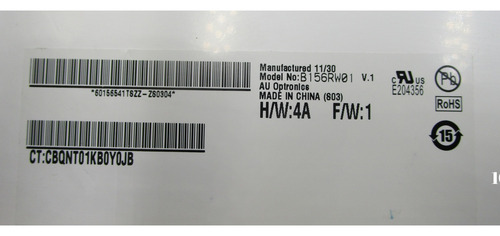 Pantalla Lcd Led 15 Auo B156rw01 V.1 1600x900 40pin (Usado)