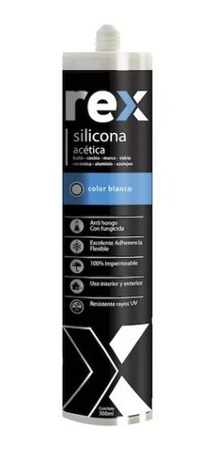 Silicona Rex Acética Blanca Fungicida Cartucho 300ml