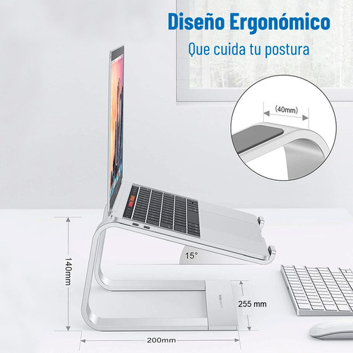 Soporte Base Aluminio Para Mac Macbook Notebook 10 - 16 Color Plateado