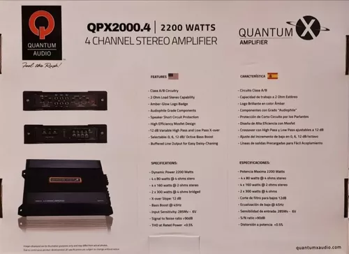 Amplificador 4 Canales Quantum QPX2000.4 2200 Watts – Creyes Audiocar