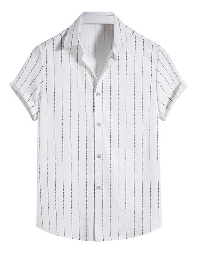 Camisa Casual Con Cuello Vuelto Para Hombre, Estampado Hawai