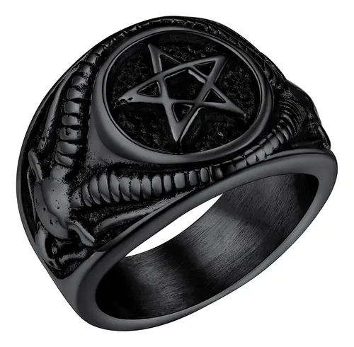 Anello satanico per uomo acciaio inossidabile Baphomet