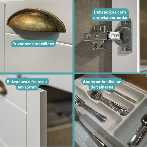 Cozinha completa Milla Pro 100% mdf branco Carraro
