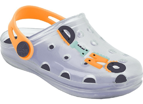 Sandália Babuche Clog Infantil Worldboys Dino Transparente