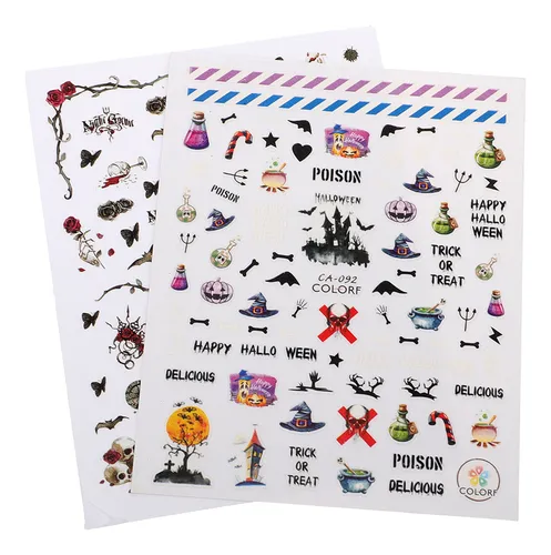 Adhesivos De Uñas Skz Stickers Para Halloween, 12 Hojas