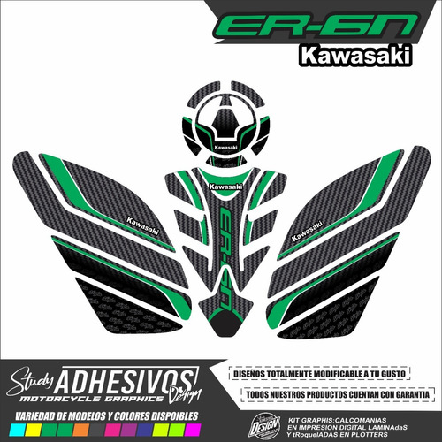 Protector De Tanque De Resinas Kawasaki Er6n Altorelieve 3d 