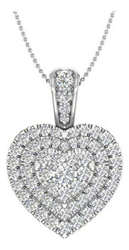 Collar - 1-2 Carat Diamond Heart Pendant Necklace In 14k Sol