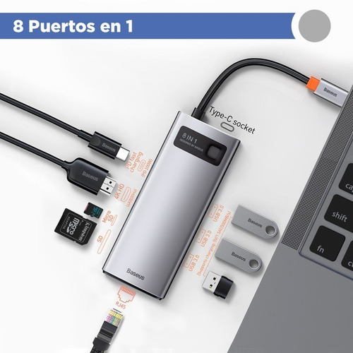 Imagen 4 de 9 de Hub 8 En 1 Adaptador Tipo-c Hub Multifuncional Baseus Matade