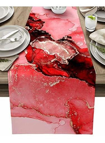 Mesa De Mármol Corredor, Rojo Y Oro Mesa De Correr 9tdhj