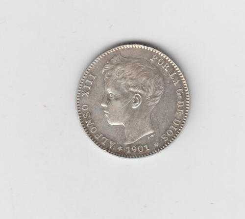 Moneda España 1 Peseta 1901 (01) Plata Excelente ++