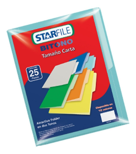 Folder Carta Bitono Star File Paquete Con 25 Piezas