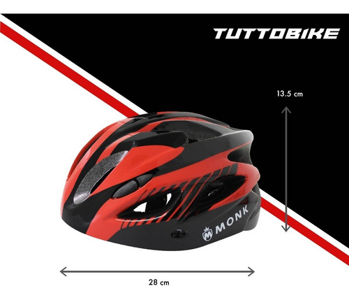 Imagen 5 de 10 de Casco Bicicleta Ruta Y Montaña Luz Led Y Visor Ciclismo Monk