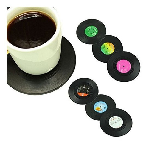 Morecome 6pcsset Spinning Retro Disco De Vinilo Bebidas Posa