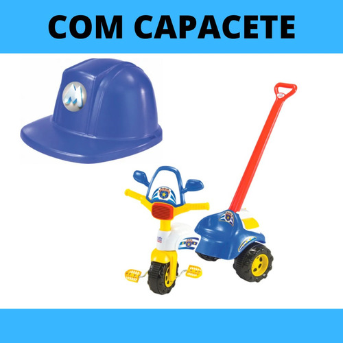 Triciclo Policial Magic Toys Tico-Tico amarelo e azul