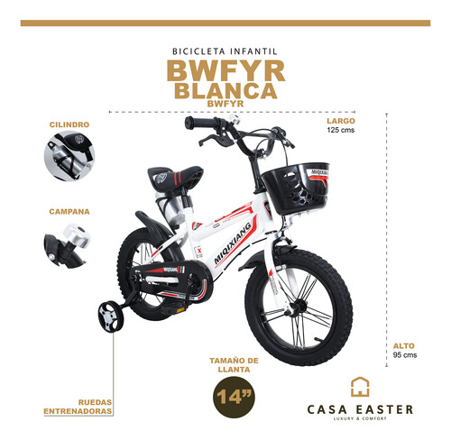 Bicicleta Infantil Rodada 14 Canastilla Y Ruedas De Apoyo Rojo - Blanco 14 "