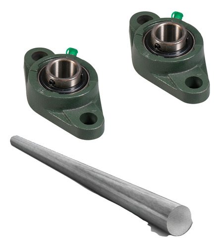 02 Mancal Flange Com Rolamento Ucfl205 + Eixo 25mm X 500mm