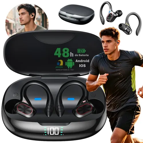 Fone de Ouvido Bluetooth JSKJ TWS730-V6 para Esportes, com Gancho e IPX5 - R$ 76,62