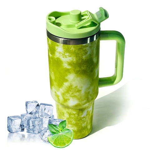 Copo Térmico Inox 1,2l Verde Claro Com Canudo Reutilizavel
