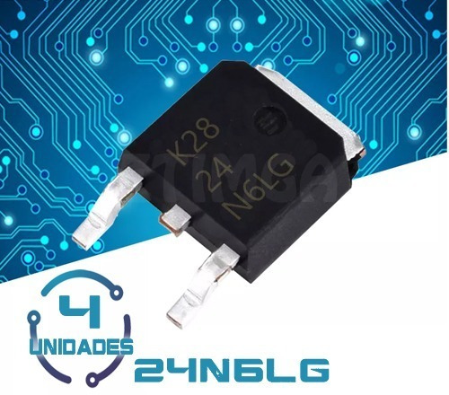 4 Unidades Mosfet Canal N Nmos 24n6LG To-252, 60v 24a Smd 