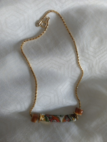 Collar Gargantilla Dorado Con Detalles Ceramica