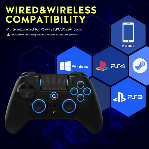 Control Inalámbrico Joystick Qrd Para Ps4 Ps3 Ios Android Pc Negro