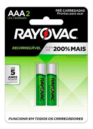 24 Pilhas Recarregaveis Aaa Eco Rayovac 12 Cartelas C/2 Un