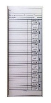 Control Quincenal Para Reloj  200 Tarjetas