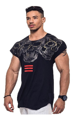 Playera Craneo  Slim Gym Fitness Ligera Resistente Expandex