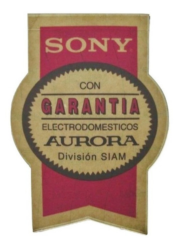 Calcomania Sony Garantia Aurora (1990) P/ Interiores