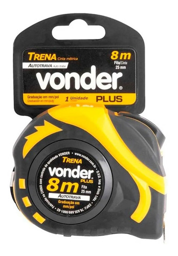 Imagem 2 de 5 de Trena De Aço Curta (q) 8m X 25mm Com Auto Trava Vonder Plus