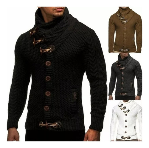 Camisa De Punto Con Cuello Alto Y Manga Larga Para Hombre