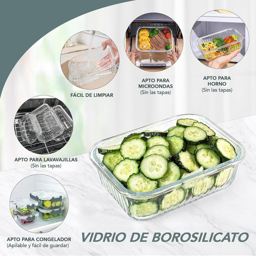 U Chef Juego De 10 Recipientes De Vidrio Herméticos Con Tapa Color Transparente