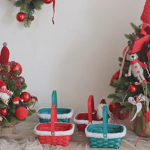 Cesta De Regalo De Navidad, Cesta De Verde Con Embalaje