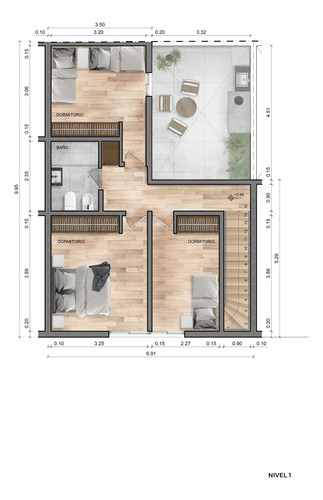 Imagen 6 de 7 de Duplex 3 Dormitorios Cochera